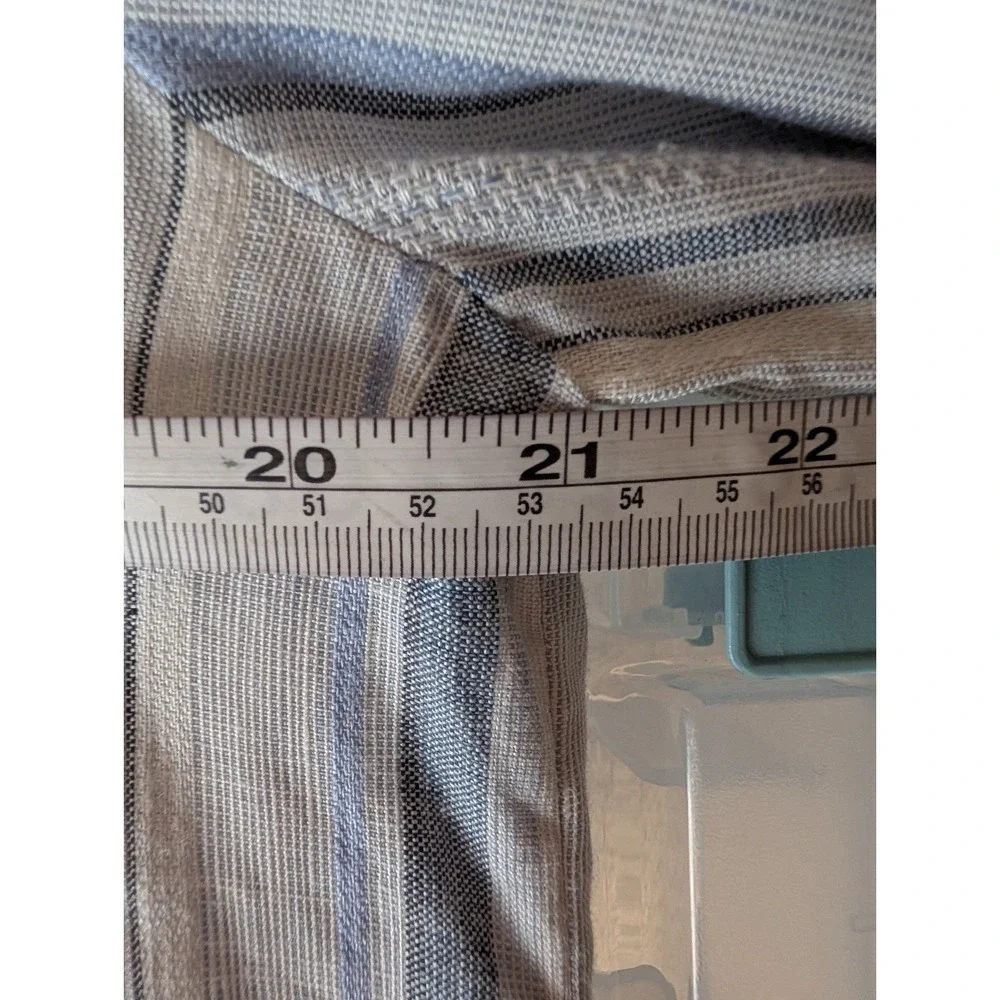 Etcetera Blue White Striped V Neck Linen Blend Tunic Lace Trim Coastal Preppy 10 - Picture 9 of 10